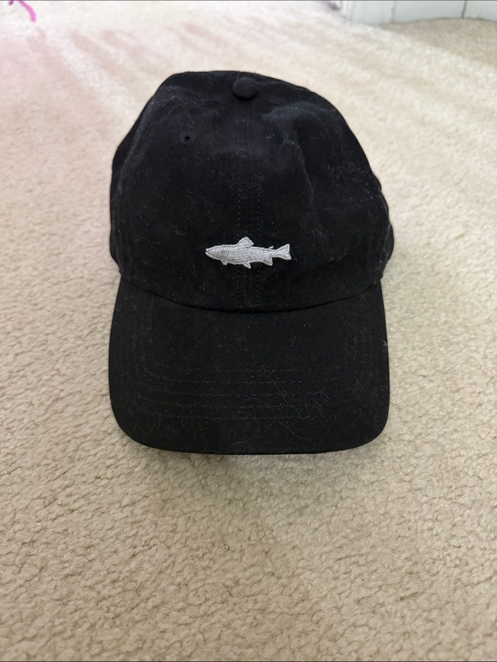 Eddie Bauer Black Baseball Cap with Embroidered Fish Logo